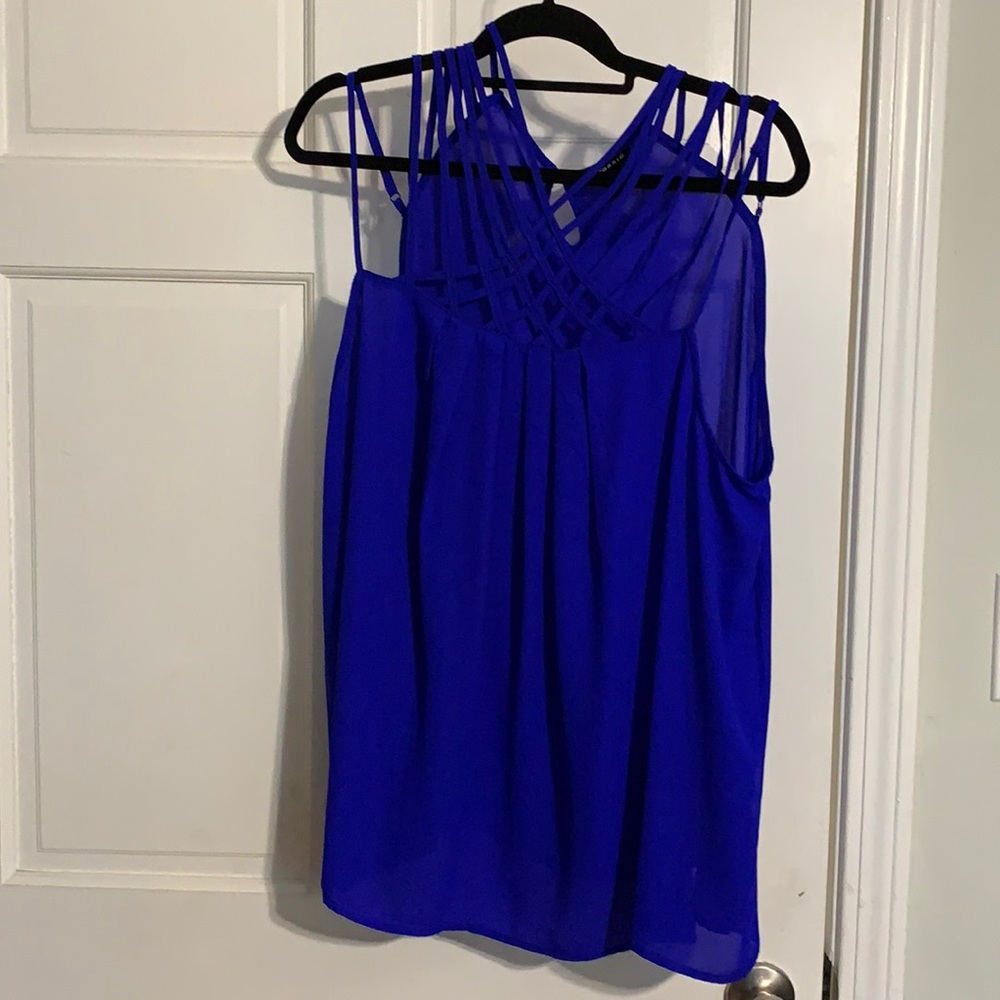 Blue strap blouse, Size 2x